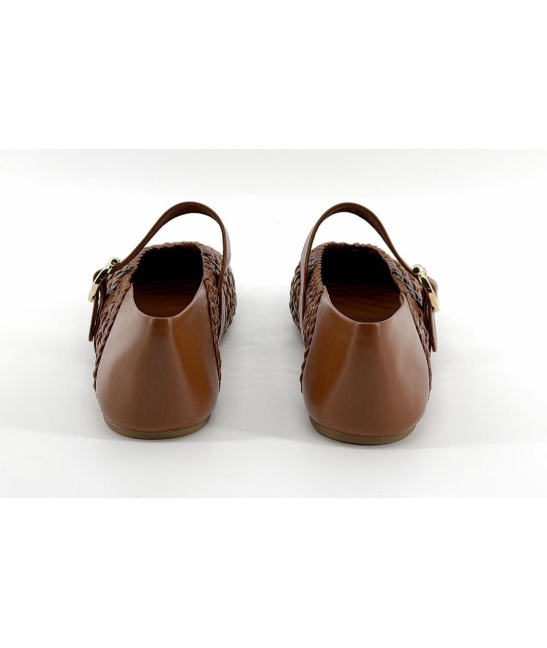 FERRAGAMO Коричневые кожаные балетки, фото 4