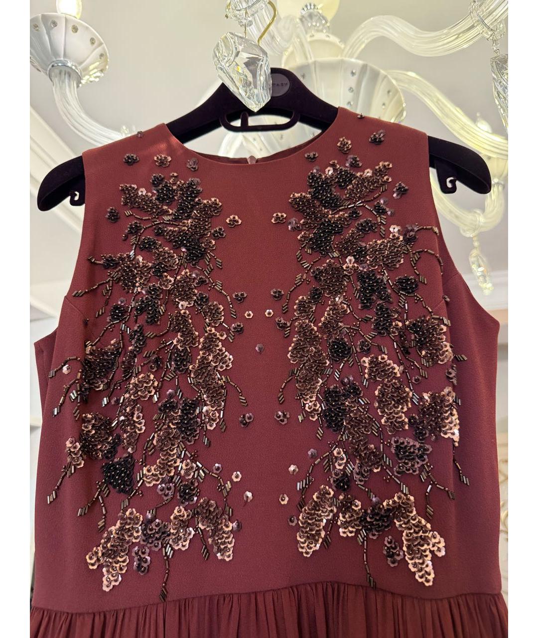 JENNY PACKHAM Бордовое шифоновое вечернее платье, фото 4