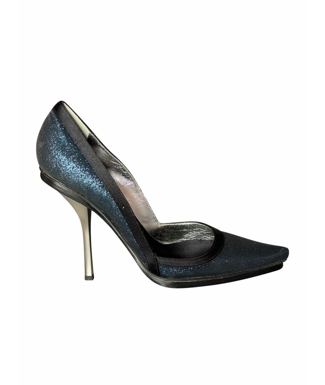 GIUSEPPE ZANOTTI DESIGN Темно-синие текстильные туфли, фото 1