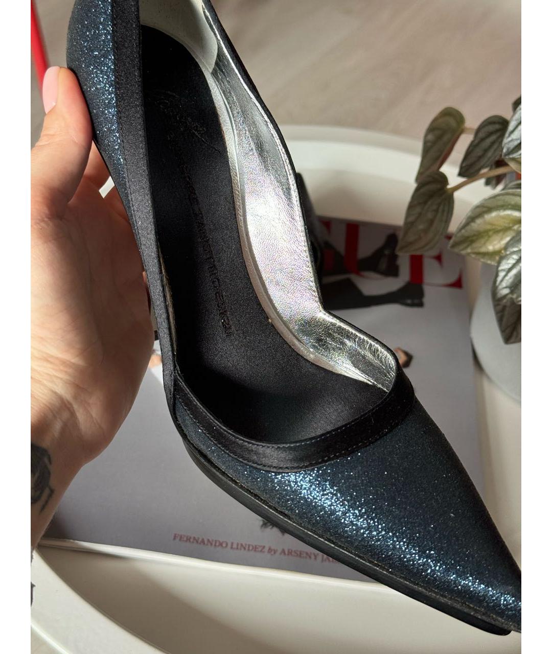 GIUSEPPE ZANOTTI DESIGN Темно-синие текстильные туфли, фото 3