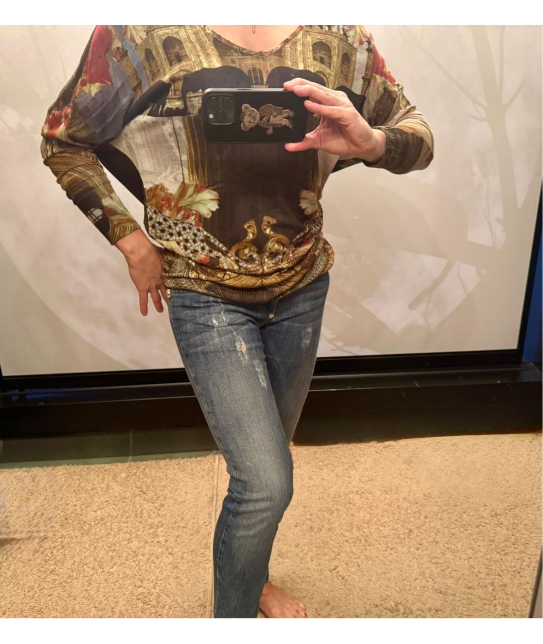 PHILIPP PLEIN Синие хлопковые джинсы слим, фото 4