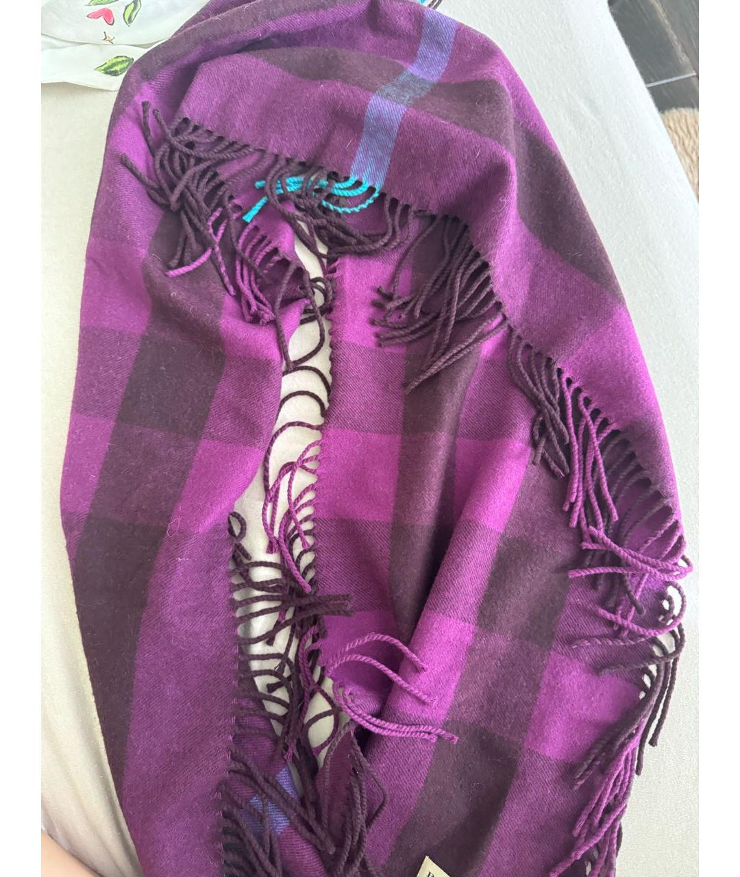 BURBERRY Фиолетовый кашемировый шарф, фото 2