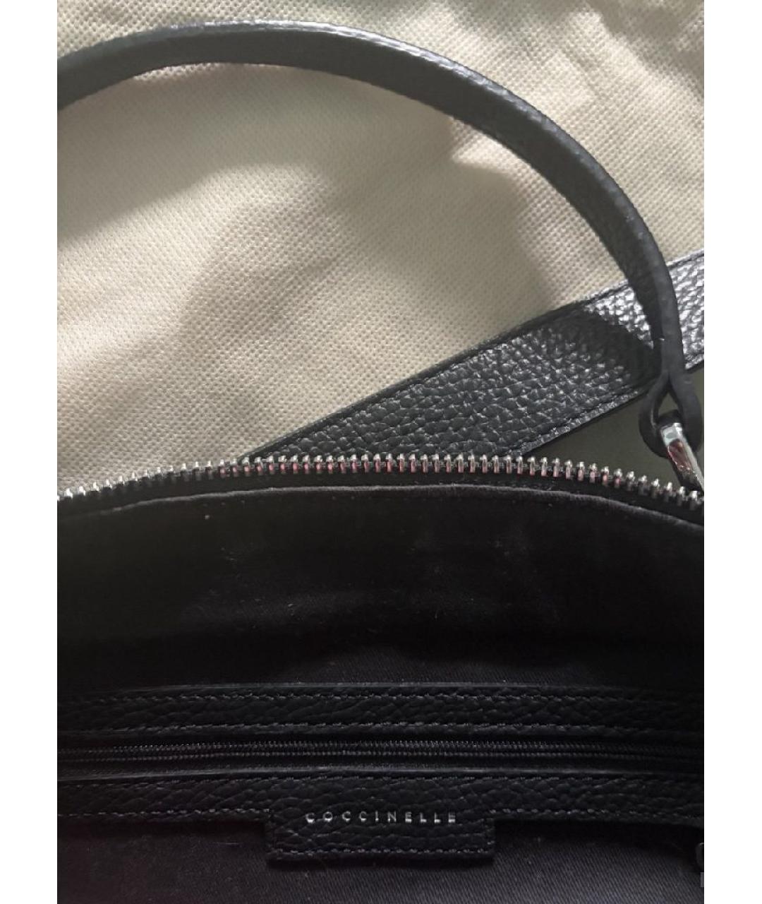 COCCINELLE Черная кожаная сумка с короткими ручками, фото 4