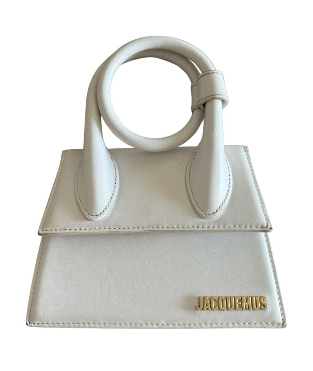 JACQUEMUS Белая кожаная сумка с короткими ручками, фото 1