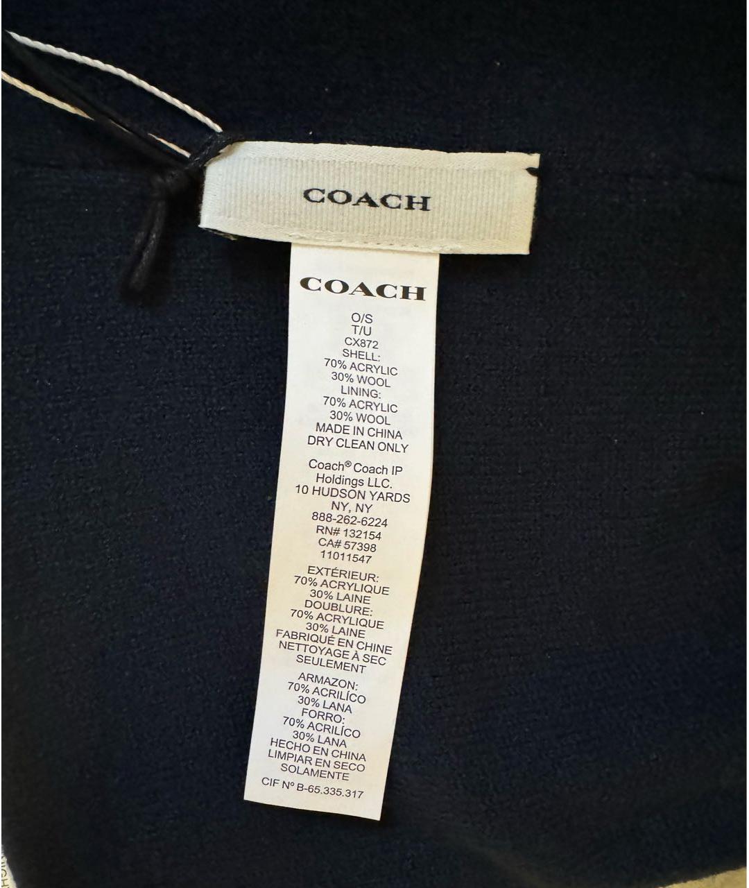 COACH Темно-синяя синтетическая шапка, фото 4