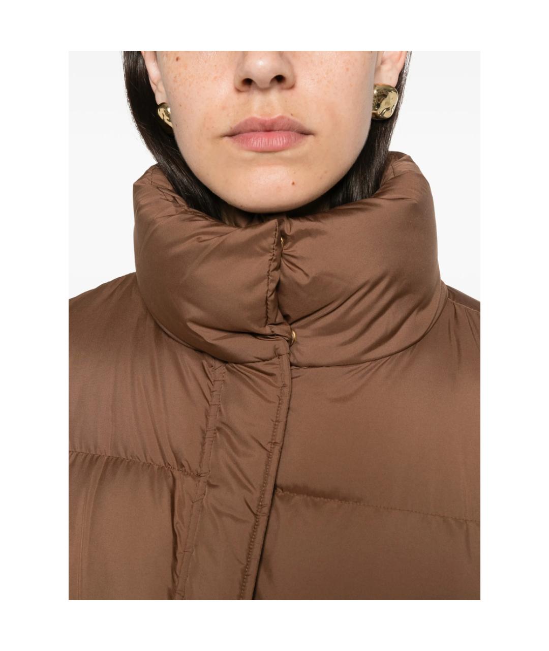 MAX MARA STUDIO Коричневая полиэстеровая куртка, фото 3