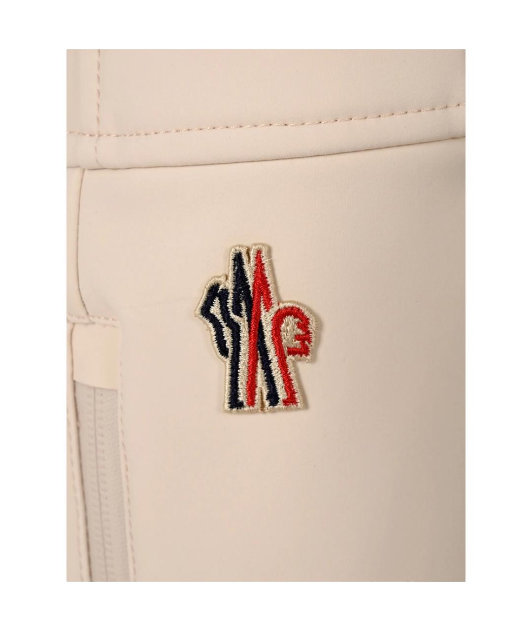 MONCLER GRENOBLE Бежевые полиэстеровые прямые брюки, фото 3