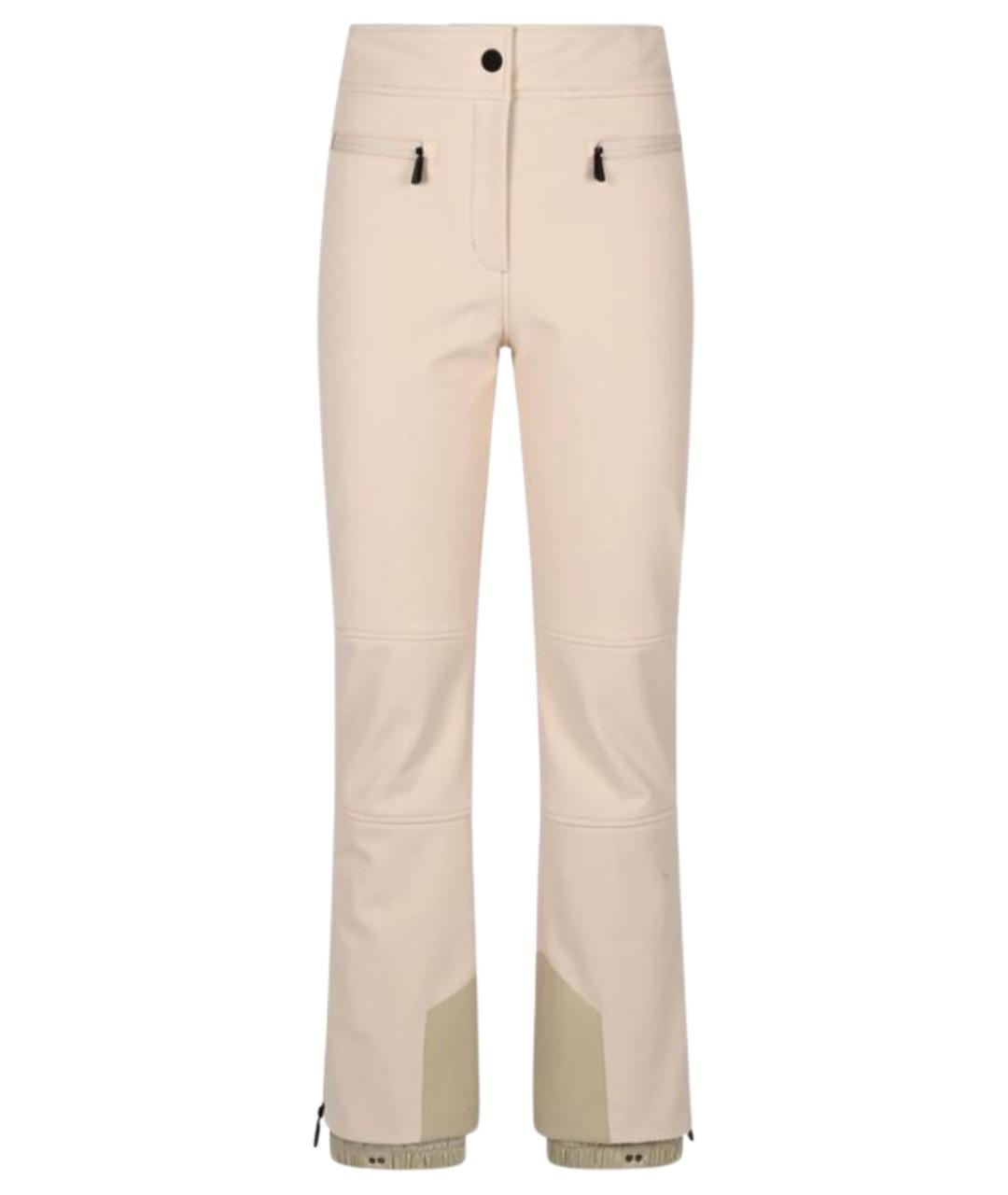 MONCLER GRENOBLE Бежевые полиэстеровые прямые брюки, фото 1