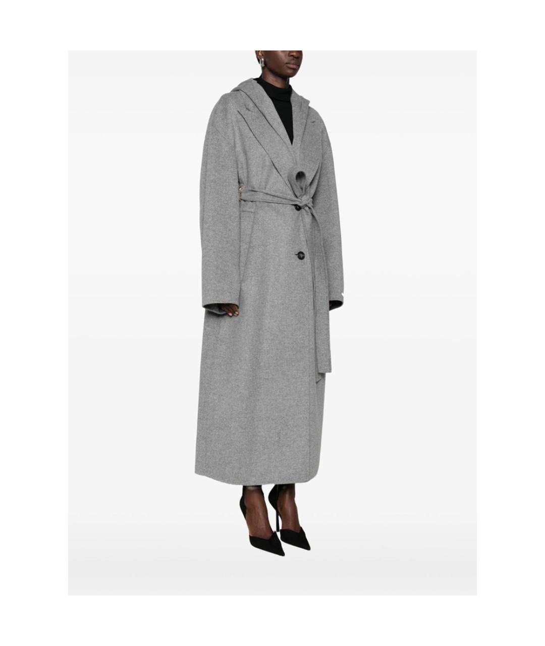 SPORTMAX Серое шерстяное пальто, фото 4