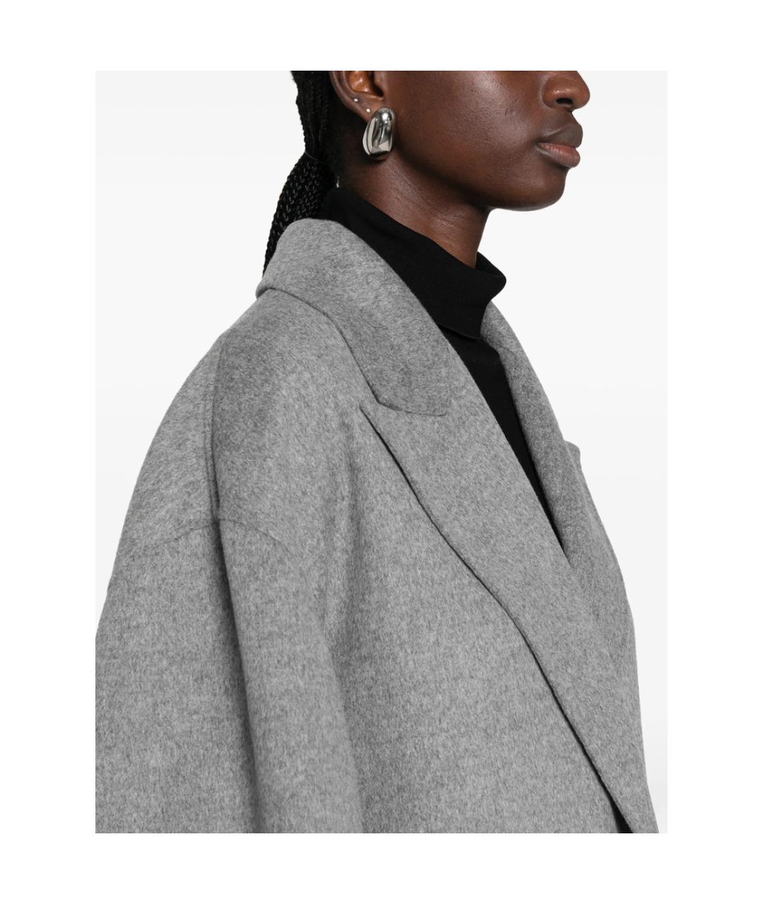 SPORTMAX Серое шерстяное пальто, фото 5