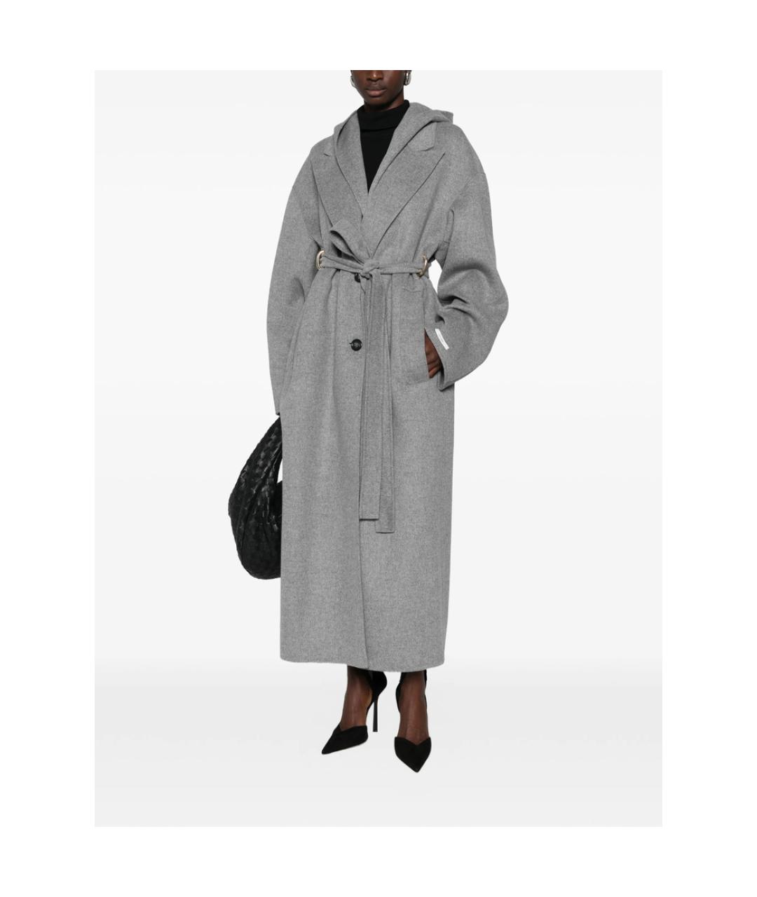 SPORTMAX Серое шерстяное пальто, фото 3