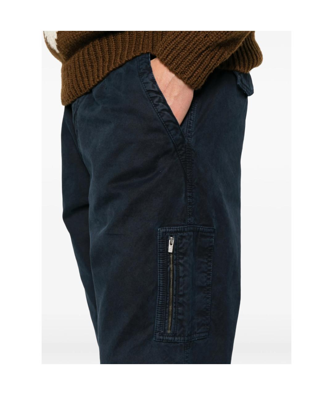 BRUNELLO CUCINELLI Темно-синие хлопковые повседневные брюки, фото 3