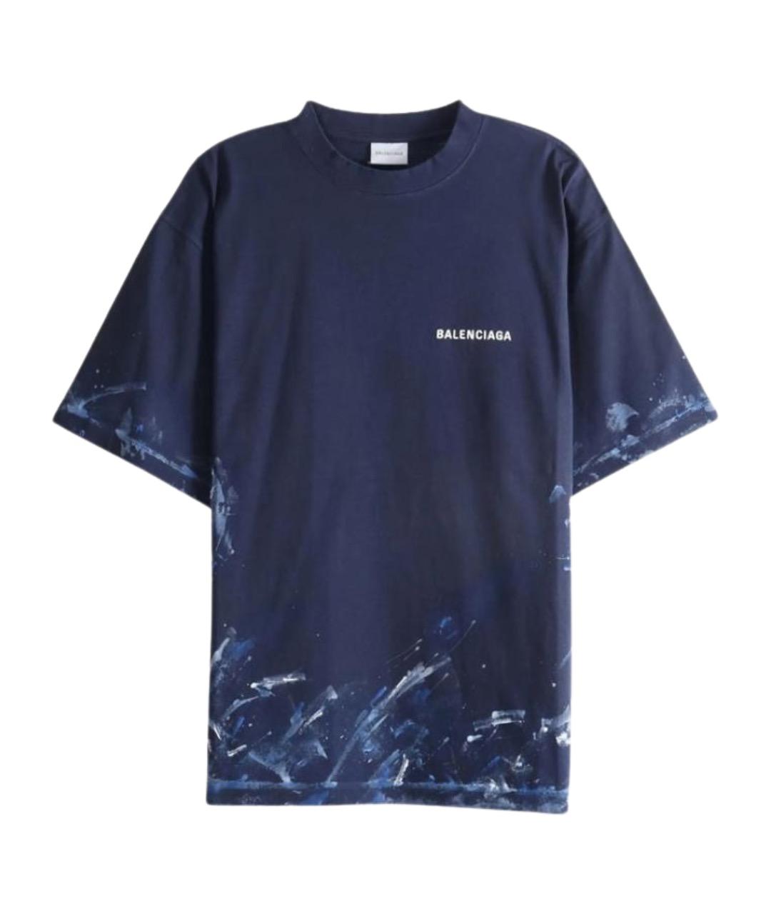 BALENCIAGA Синяя хлопковая футболка, фото 1
