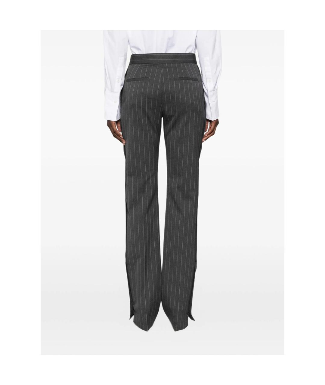 SPORTMAX Серые шерстяные прямые брюки, фото 3