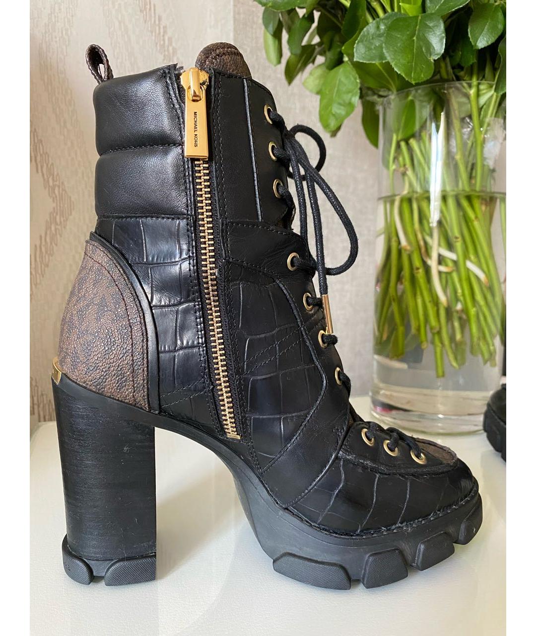MICHAEL KORS Черные кожаные ботинки, фото 4