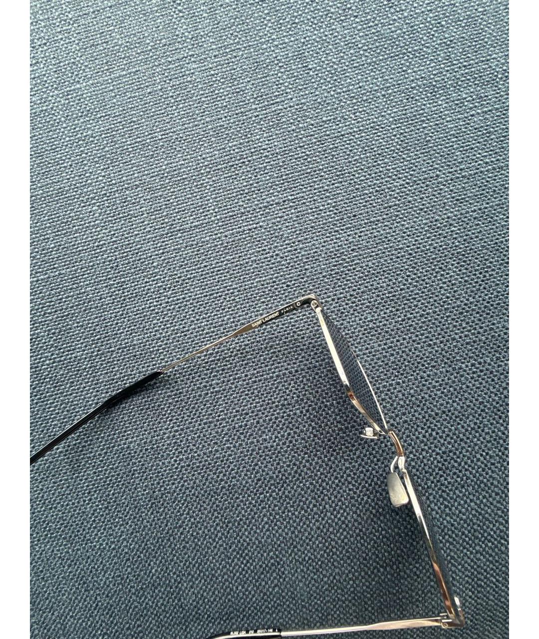SAINT LAURENT Серые металлические солнцезащитные очки, фото 3