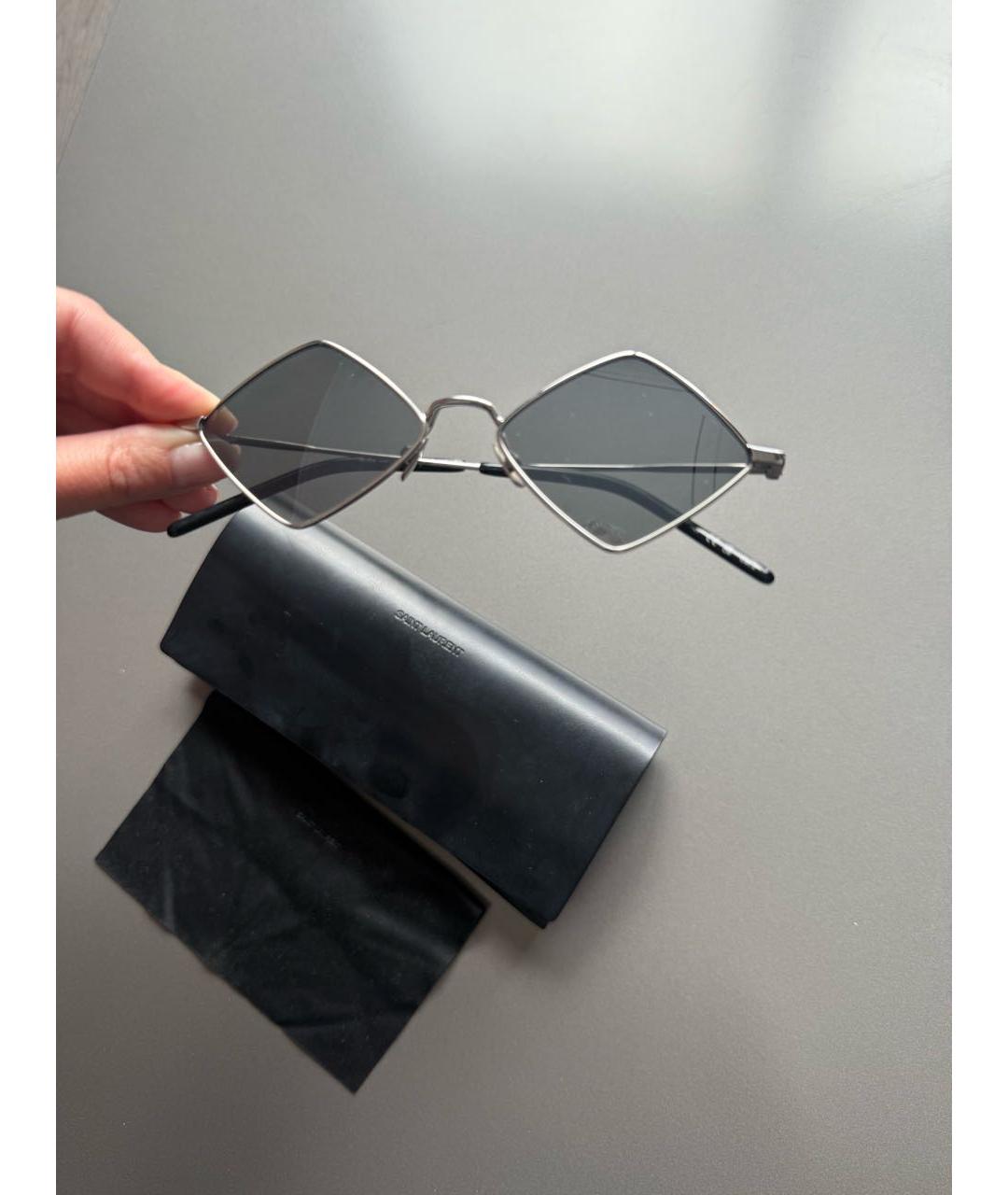 SAINT LAURENT Серые металлические солнцезащитные очки, фото 7