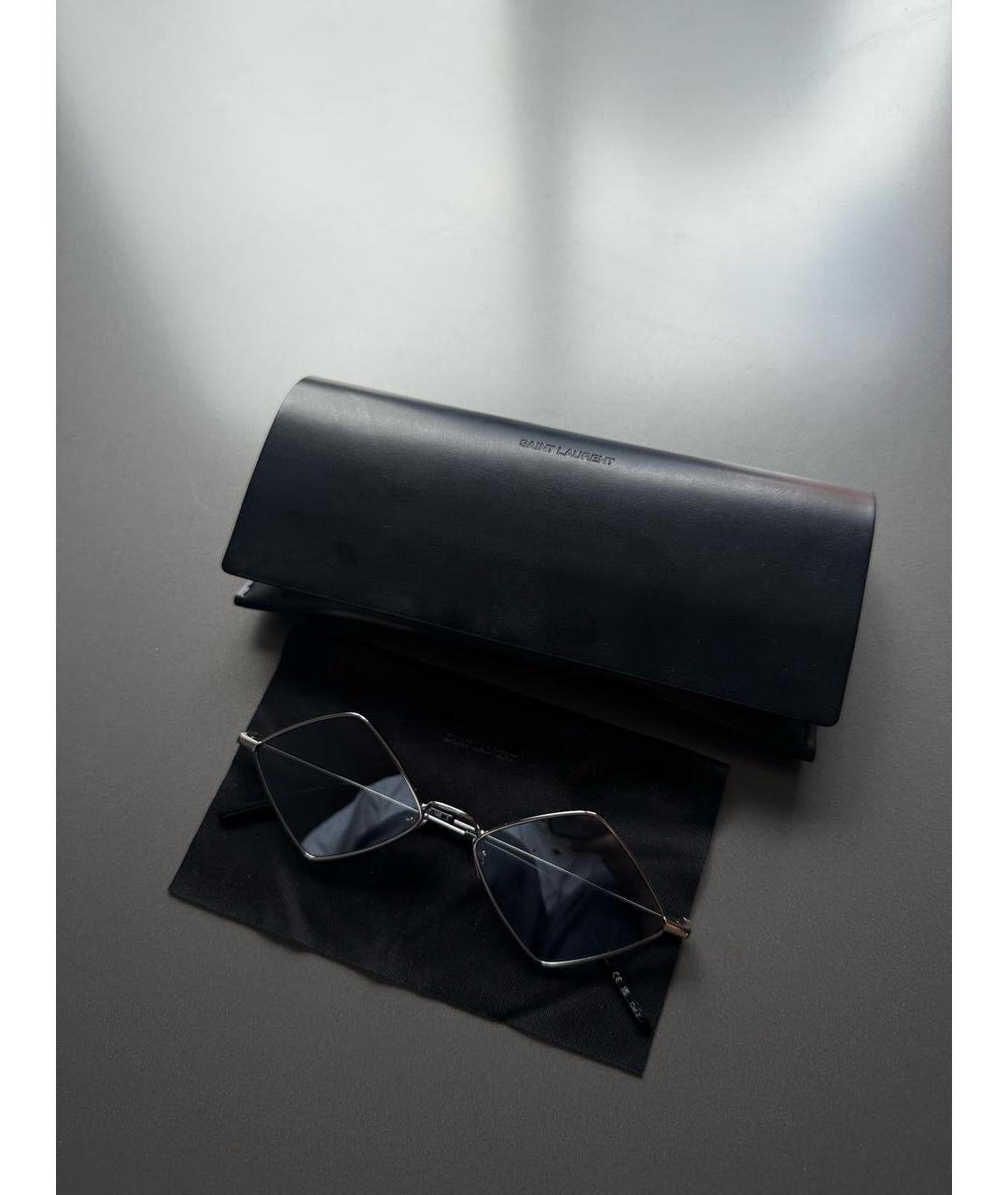 SAINT LAURENT Серые металлические солнцезащитные очки, фото 4
