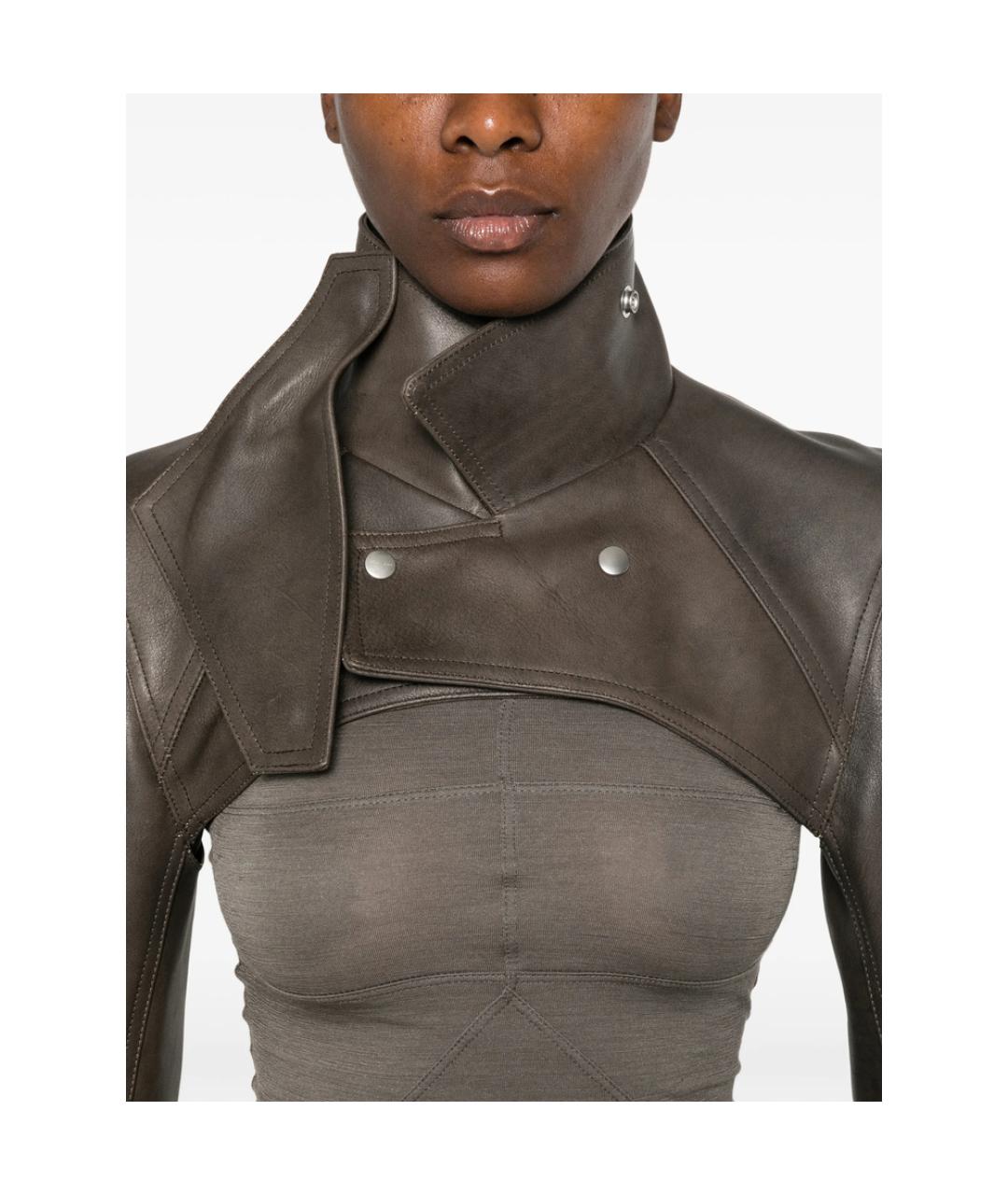 RICK OWENS Коричневая кожаная куртка, фото 5
