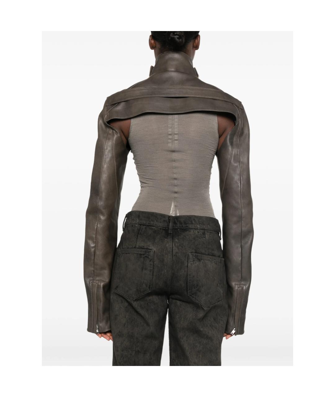 RICK OWENS Коричневая кожаная куртка, фото 2