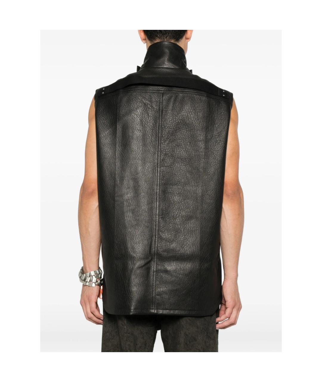 RICK OWENS Черный кожаный жилет, фото 4