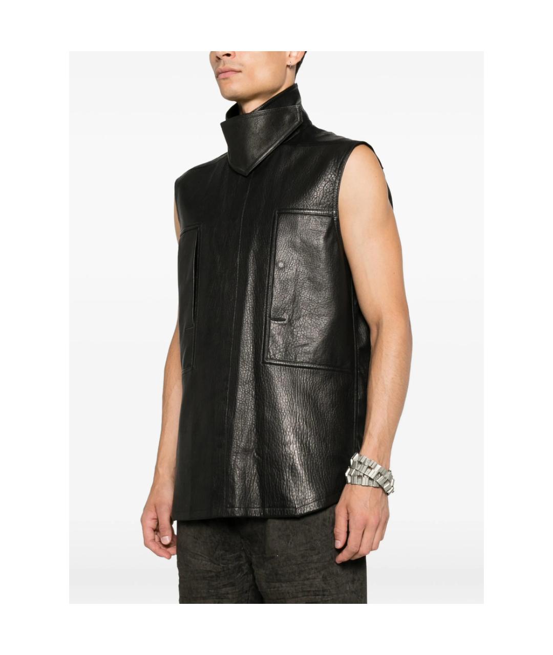 RICK OWENS Черный кожаный жилет, фото 5