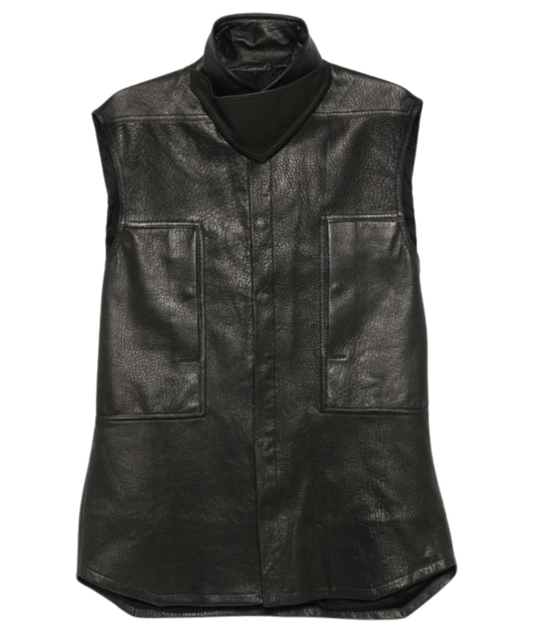 RICK OWENS Черный кожаный жилет, фото 1