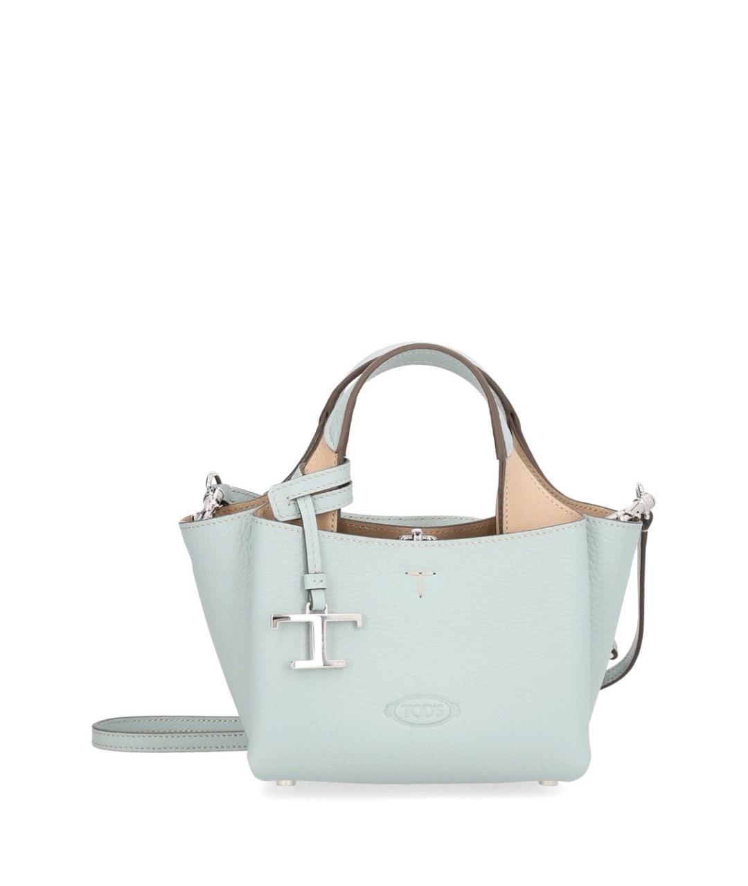 TOD'S Голубая кожаная сумка с короткими ручками, фото 1