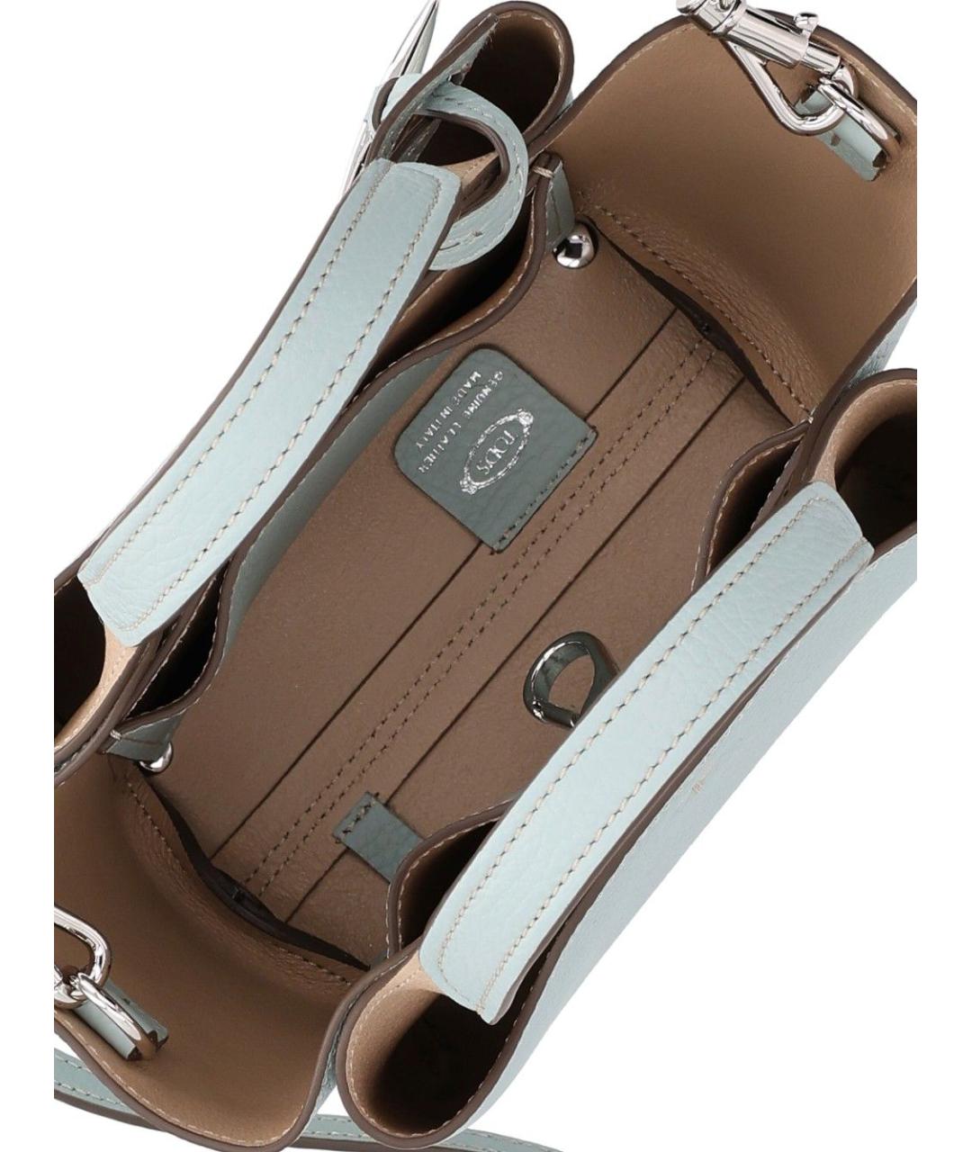 TOD'S Голубая кожаная сумка с короткими ручками, фото 4