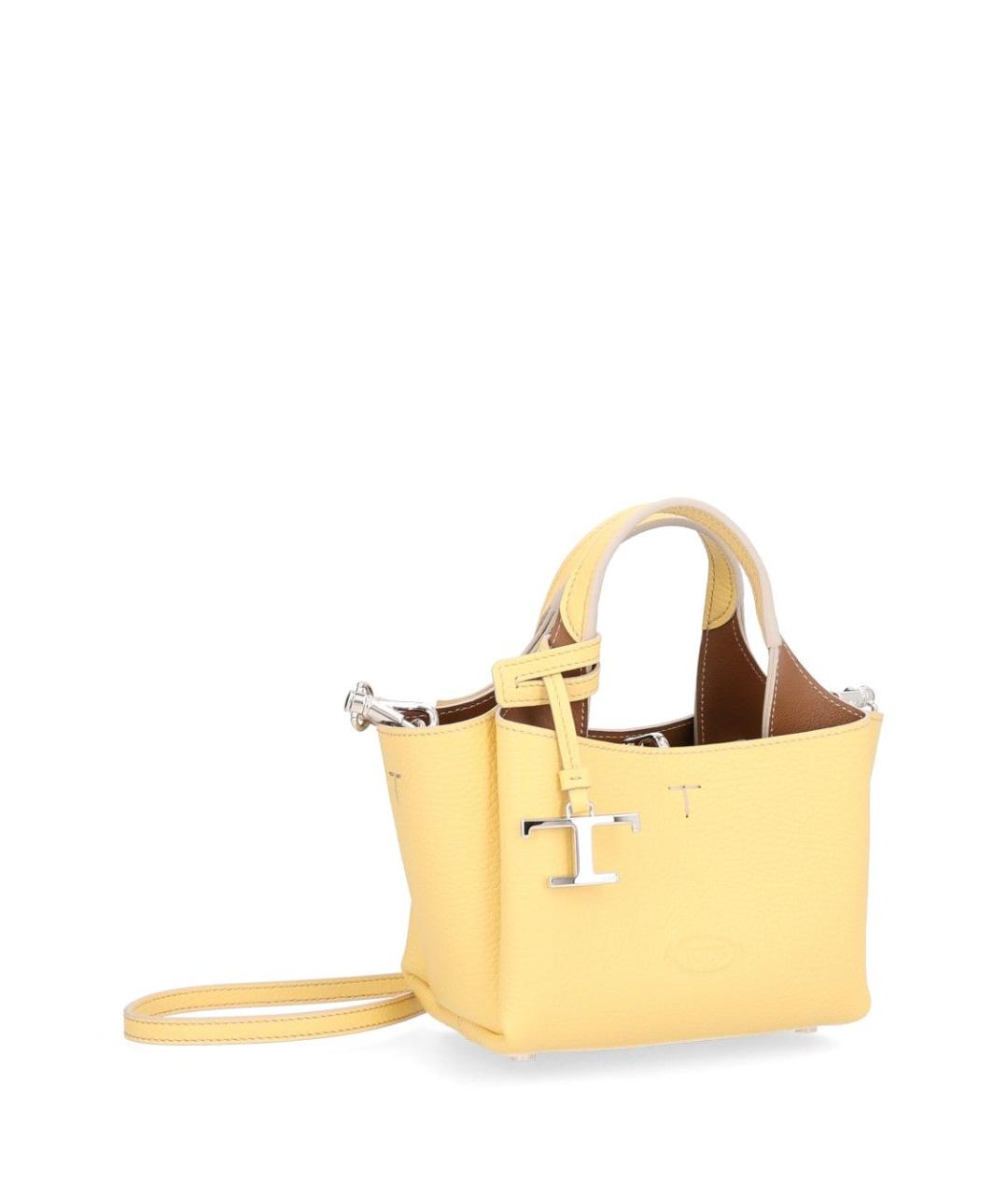 TOD'S Желтая кожаная сумка с короткими ручками, фото 2