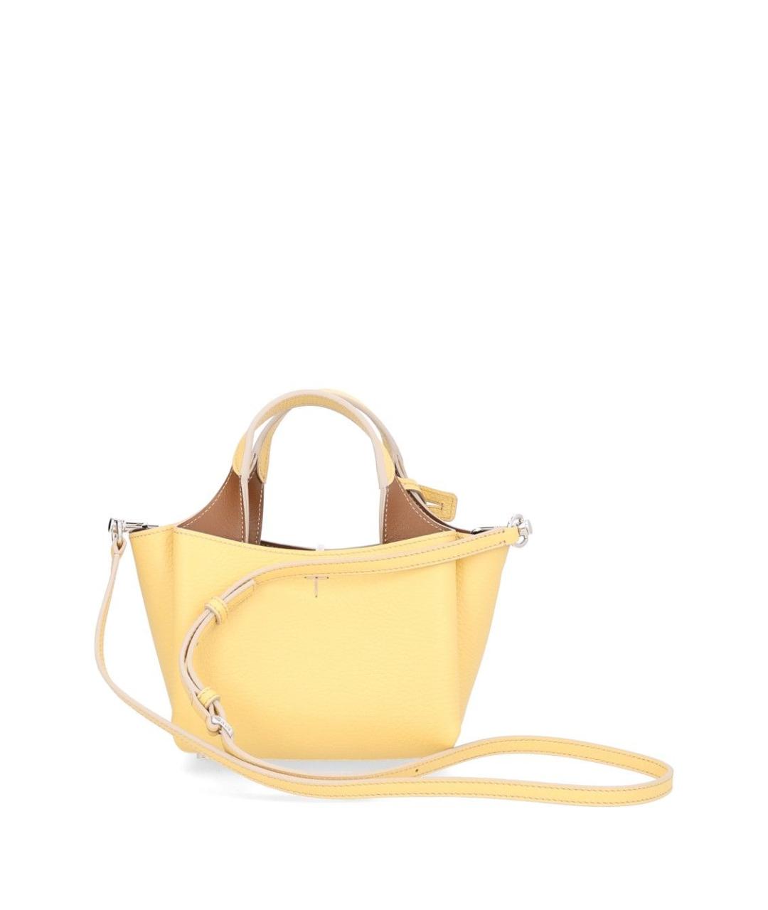 TOD'S Желтая кожаная сумка с короткими ручками, фото 3