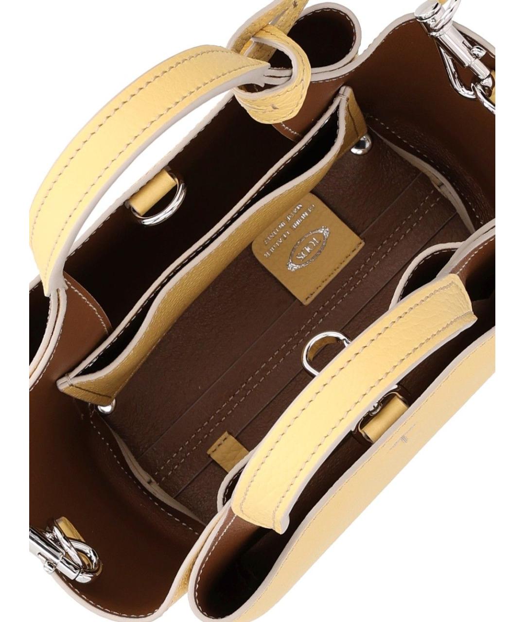 TOD'S Желтая кожаная сумка с короткими ручками, фото 4