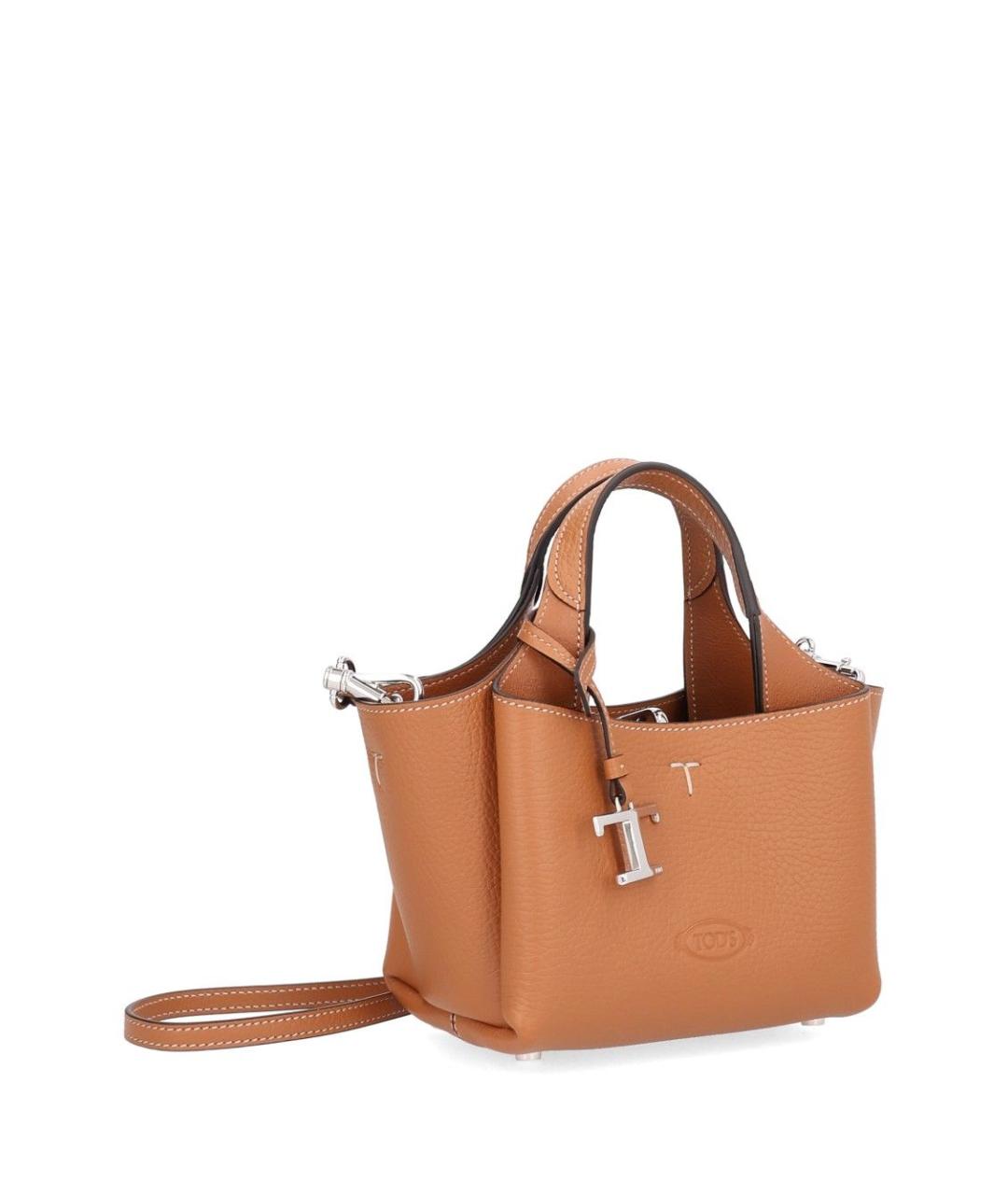 TOD'S Коричневая кожаная сумка с короткими ручками, фото 2