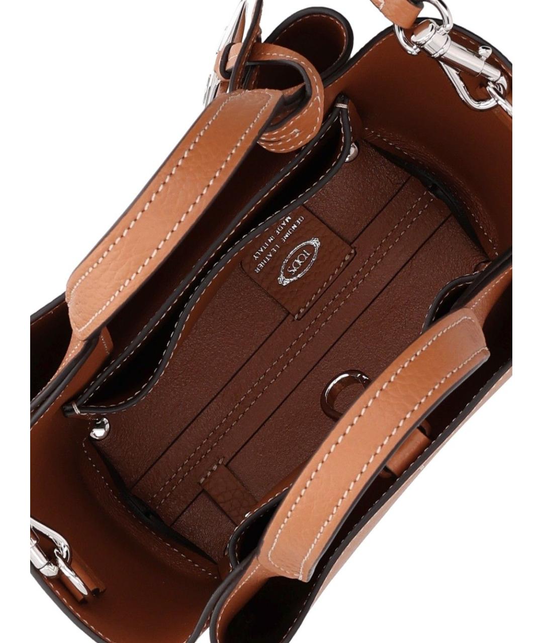 TOD'S Коричневая кожаная сумка с короткими ручками, фото 4