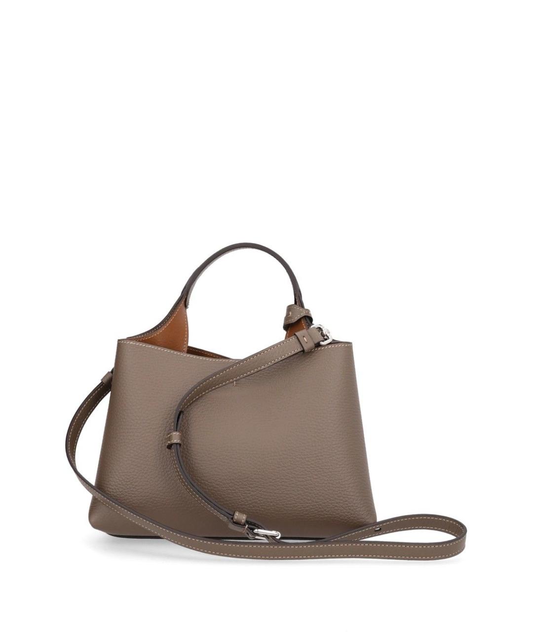 TOD'S Серая кожаная сумка с короткими ручками, фото 3