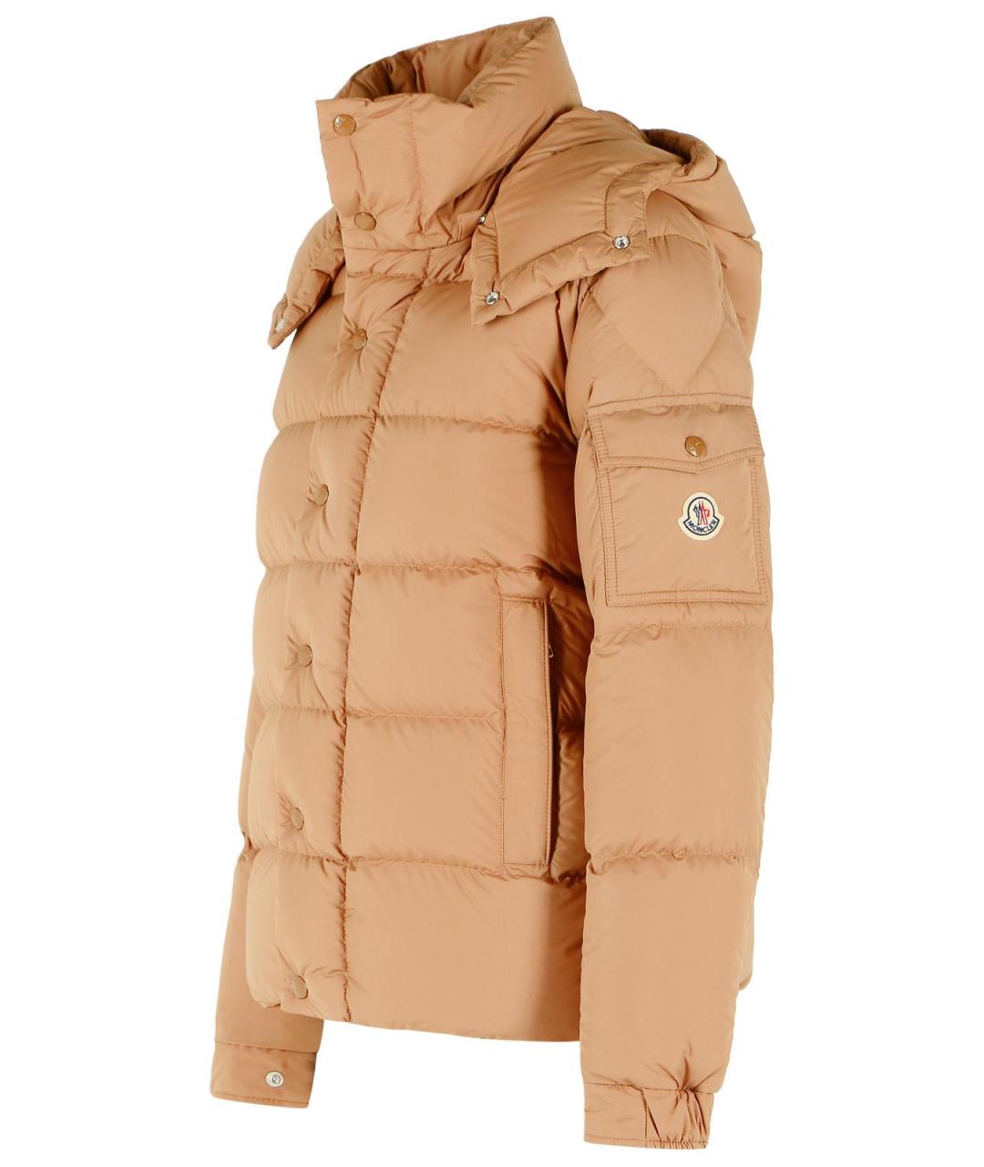 MONCLER Бежевый полиэстеровый пуховик, фото 2