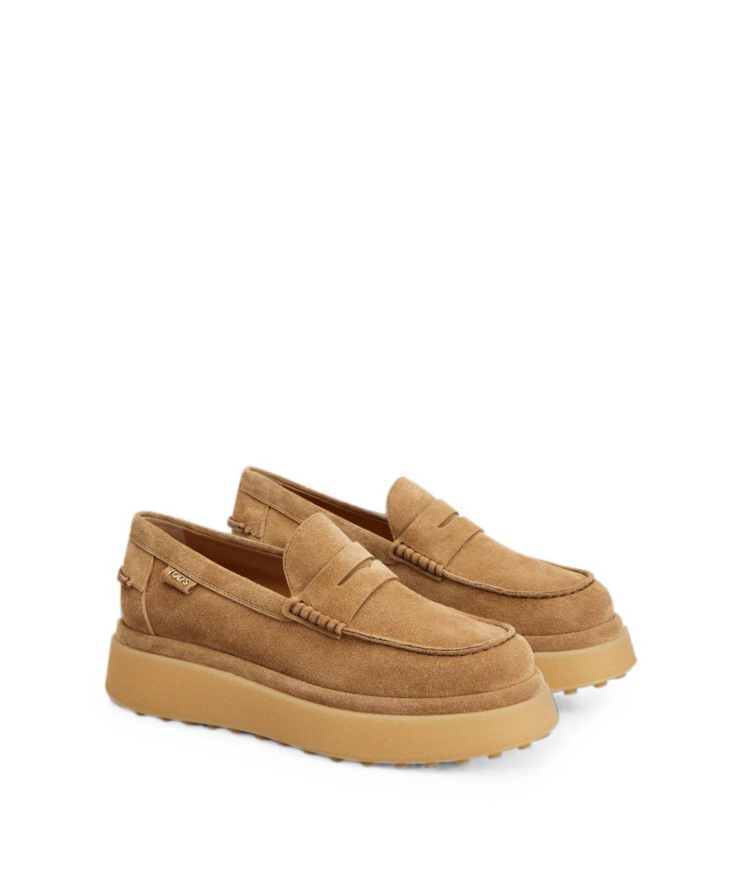 TOD'S Бежевые замшевые лоферы, фото 4