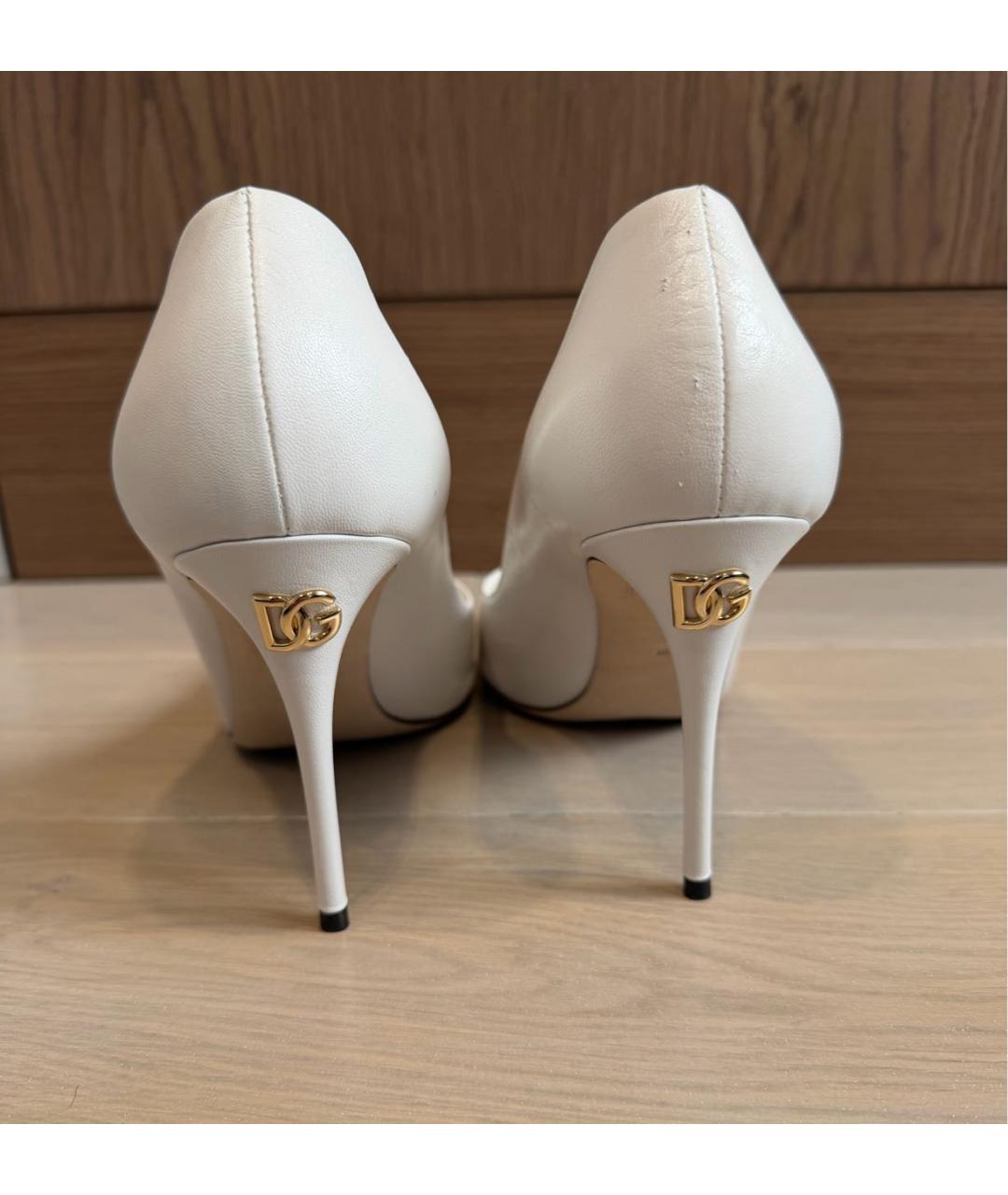 DOLCE&GABBANA Белые кожаные туфли, фото 3