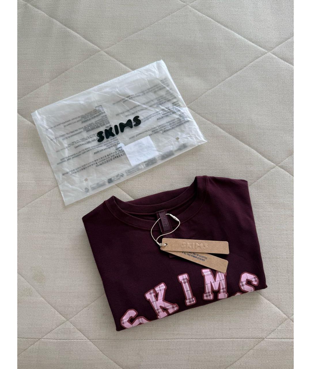 SKIMS Бордовая хлопковая футболка, фото 5