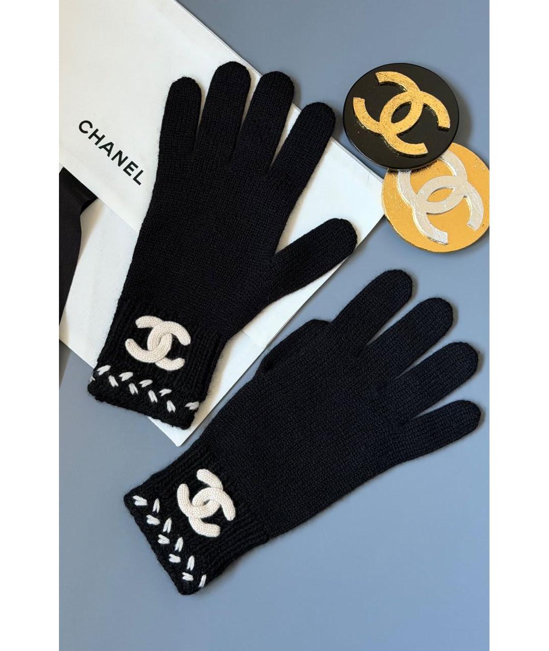 CHANEL Черные шерстяные перчатки, фото 3