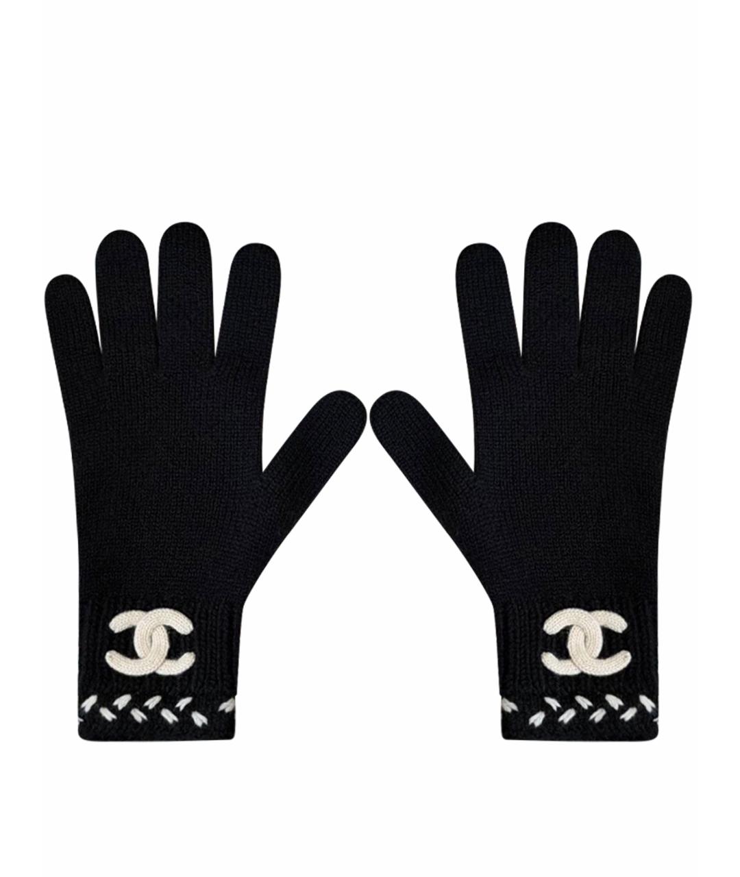 CHANEL Черные шерстяные перчатки, фото 1