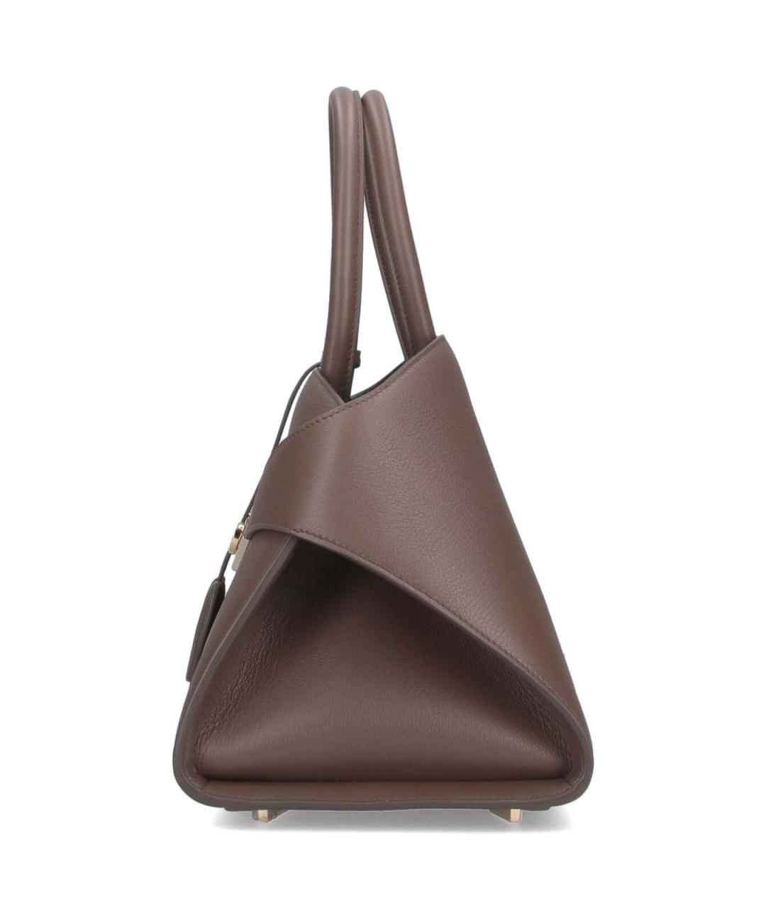 FERRAGAMO Коричневая кожаная сумка с короткими ручками, фото 5