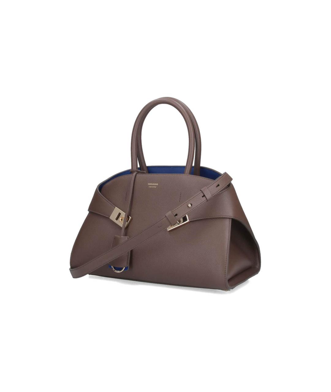 FERRAGAMO Коричневая кожаная сумка с короткими ручками, фото 2