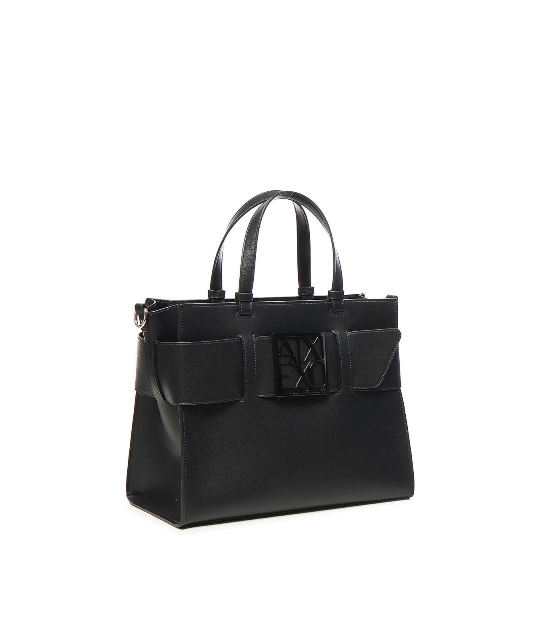 ARMANI EXCHANGE Черная сумка с короткими ручками из искусственной кожи, фото 2