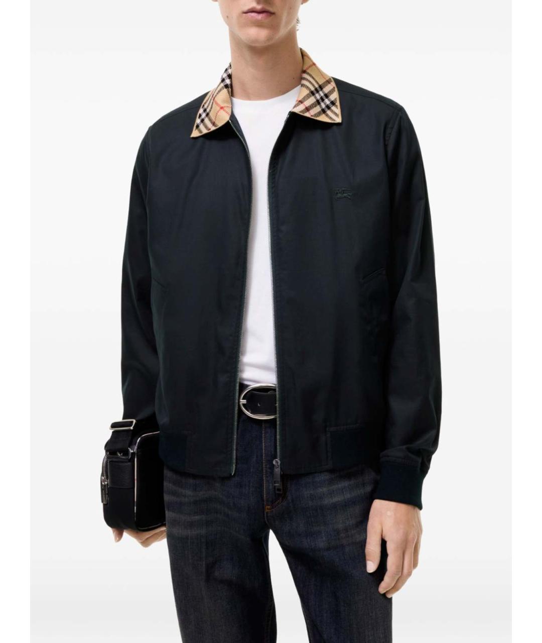 BURBERRY Темно-синяя хлопковая куртка, фото 2