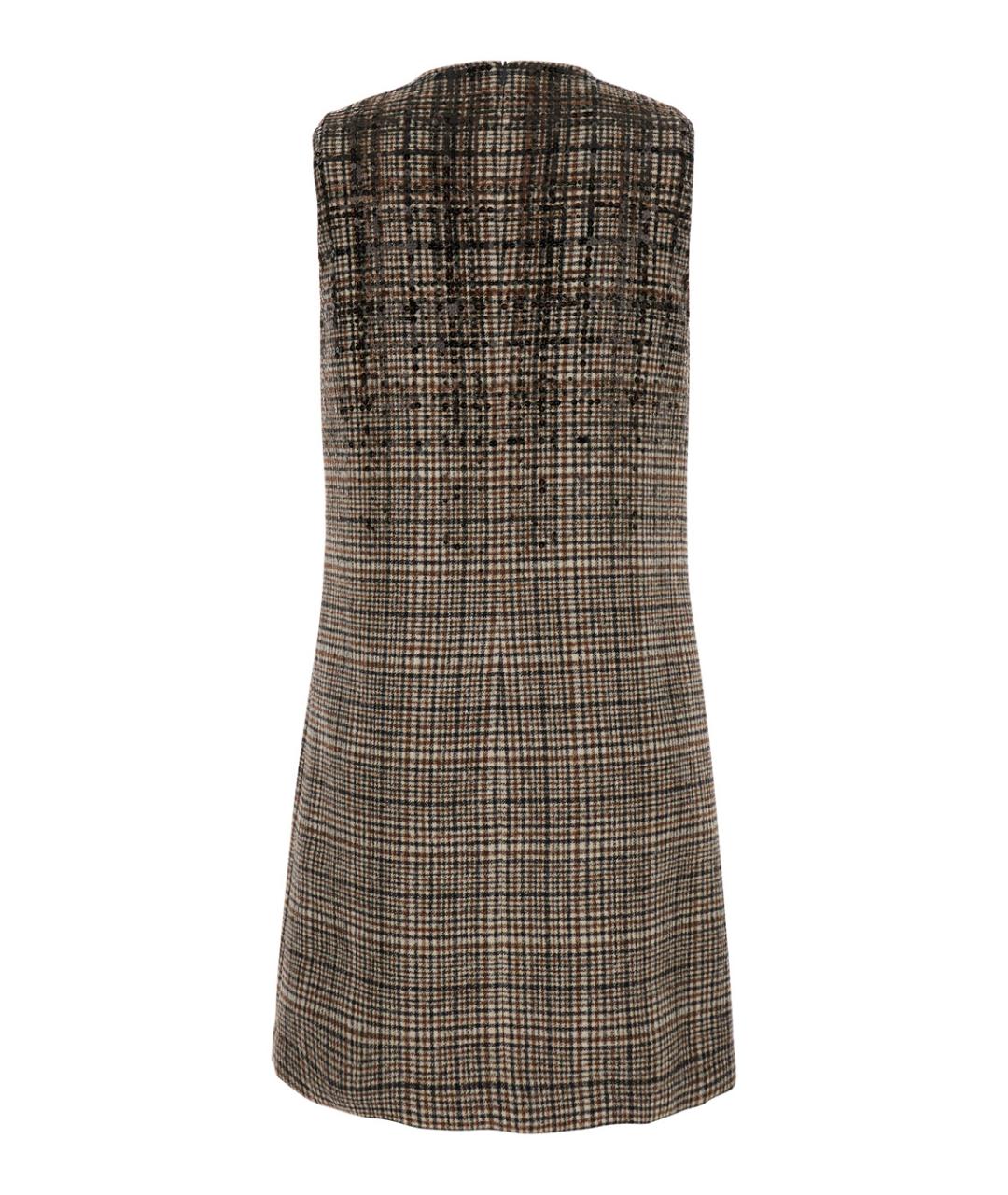 BRUNELLO CUCINELLI Коричневое шерстяное повседневное платье, фото 2