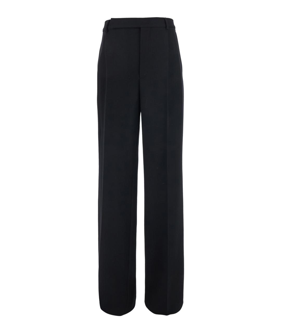 SAINT LAURENT Черные шерстяные прямые брюки, фото 1