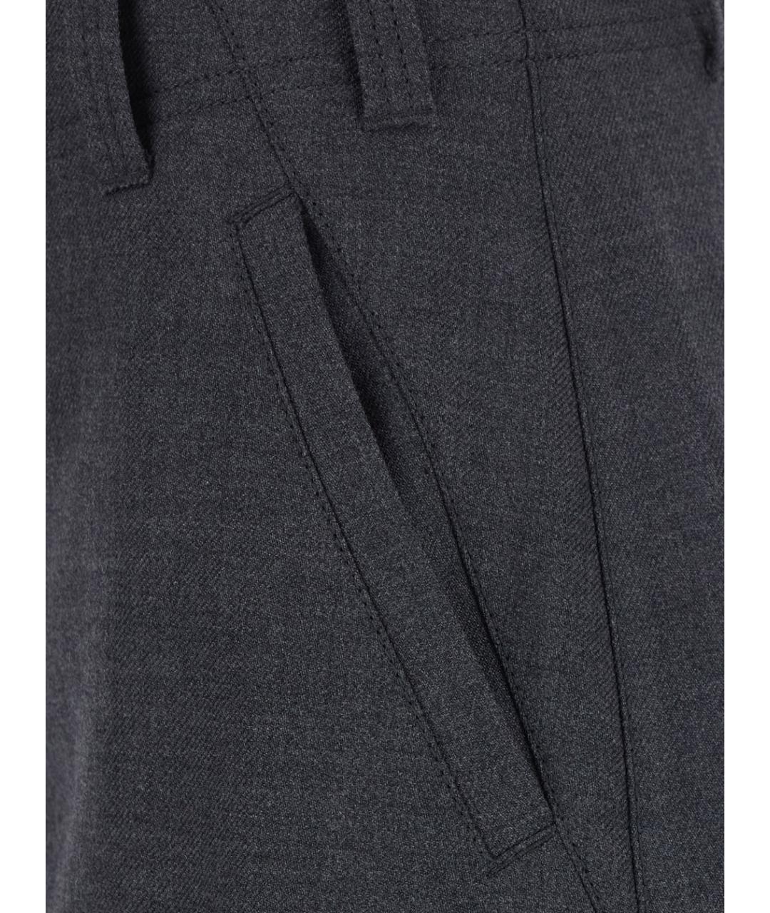 BRUNELLO CUCINELLI Серые шерстяные прямые брюки, фото 3