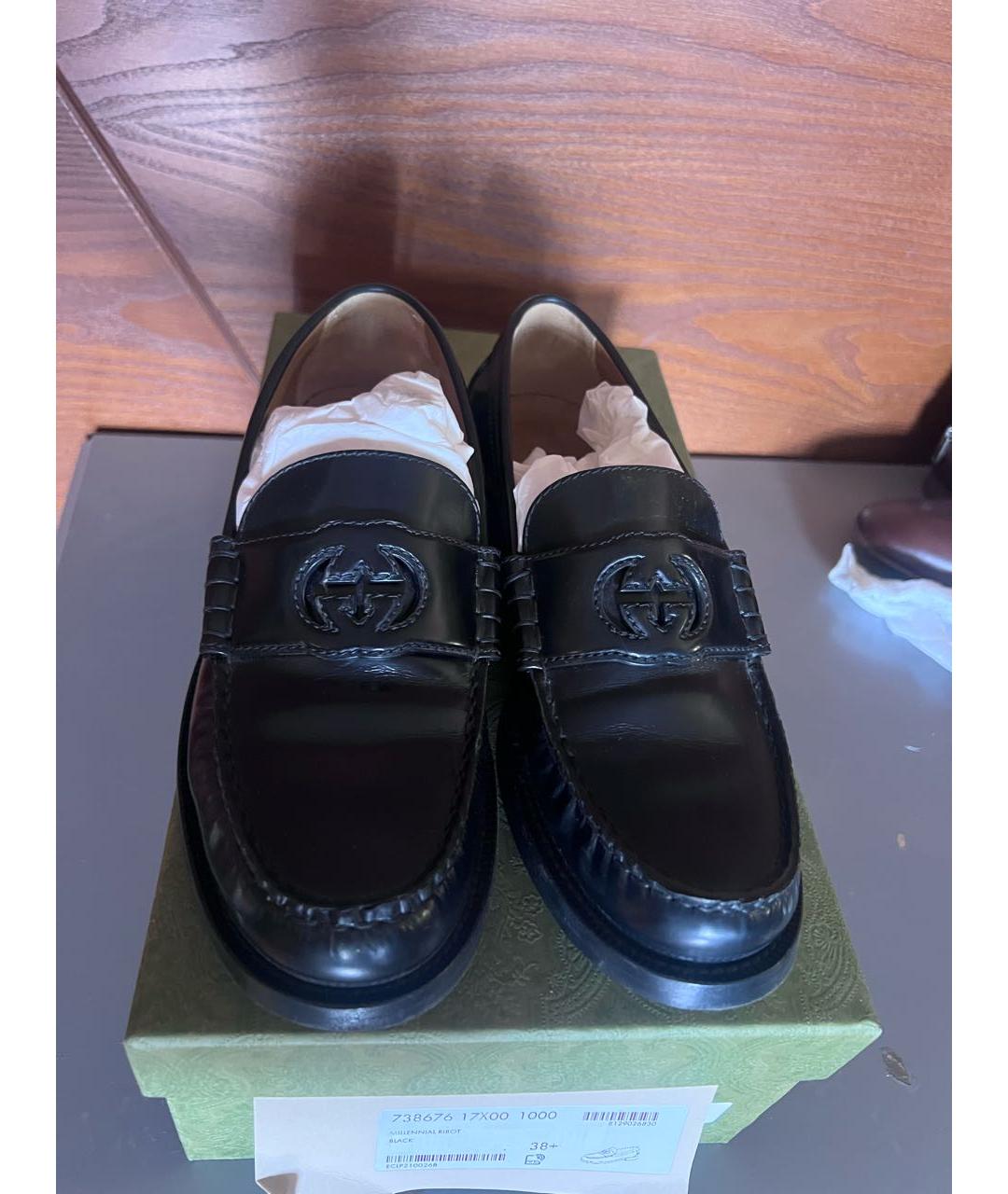 GUCCI Черные кожаные лоферы, фото 2