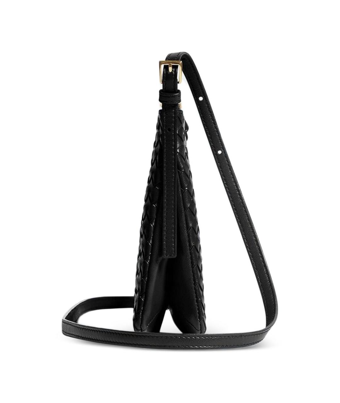 BOTTEGA VENETA Черная кожаная сумка через плечо, фото 2
